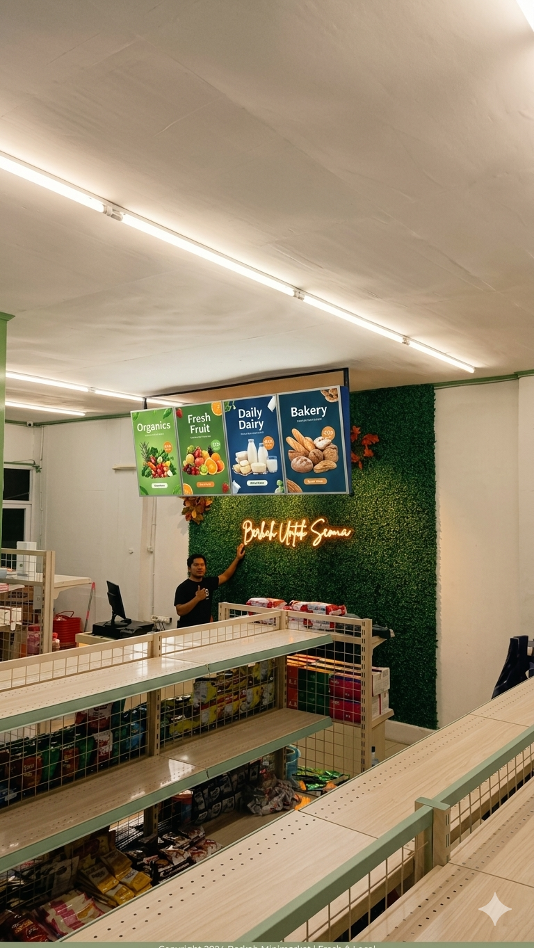 Setelah backdrop minimarket terpasang